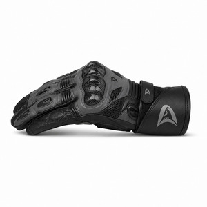 Guantes de cuero al por mayor para carreras, negros, transpirables, con protección de palma y cierre de velcro, unisex, para montar. - Product Image 4