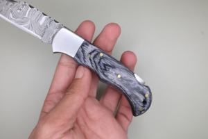 Cuchillo Plegable de Bolsillo para Camping, Hecho a Mano, de Acero de Damasco de Grado Industrial, con Mango de Madera, Hoja de Punta Caída, Personalización OEM/ODM - Product Image 3