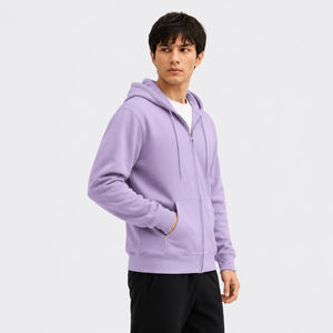 Wholesale Custom Men's Heavyweight Knitted 100% Cotton <b>Zip</b>-<b>Up</b> Hoodie-Streetwear Style - Product Image 3