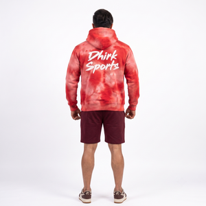 Sudadera con Capucha Roja Tie Dye Personalizada para Hombre, de Algodón Grueso y Felpa, con Bolsillo, Transpirable, Estilo Urbano, Fabricante OEM - Product Image 2