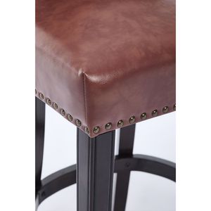 Set di 2 sgabelli da bar in legno e pelle marrone, altezza seduta 29,5 cm, 2 pezzi - Product Image 3