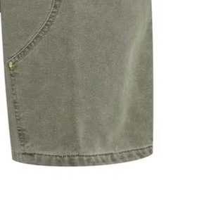 Short cargo long ample en sergé de coton pour homme, avec fermeture éclair, six poches, en pur coton - Product Image 5