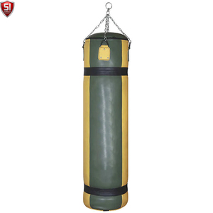 Sac de frappe lourd en cuir SUMROOS avec double sangle, hauteur réglable, base en caoutchouc, rempli de sable 25KG pour entraînement de boxe - Product Image 3