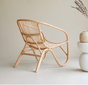Chaise de salle à manger en rotin naturel avec pieds courbes, fauteuil en osier artisanal pour salon moderne, restaurant, café - Product Image 3