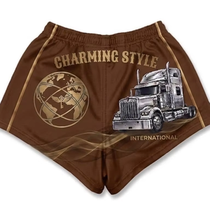 Shorts de rugby pour femmes, rose, motif aztèque noir, impression personnalisée, avec poches et fermetures éclair - Product Image 1