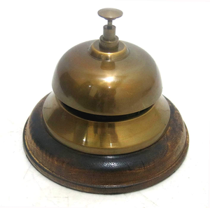 <b>Brass</b> Counter Service <b>Bell</b> with Dark Wooden Base Vintage Push Button Reception <b>Bell</b> for Hotel Restaurant Office Home Front Desk - Product Image 3