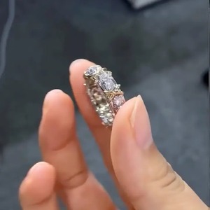 925 Moissanite Noble Round Cut <b>Two</b>-Tone White Gold Plated 1.3Ct RingLuxe Women's <b>Ring</b> - Product Image 4