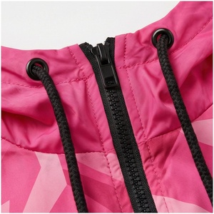 <b>Women</b> <b>Pink</b> Geometric Print Hooded Tracksuit Set Full Sleeve Zipper Sporty Lightweight Spring Casual Jogger Outfit - Product Image 4