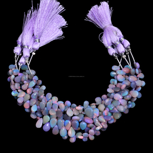 Perles en opale éthiopienne naturelle de qualité supérieure, lisses, en forme de poire, violettes, faites à la main, pour la fabrication de bijoux, bracelets et colliers - Product Image 2