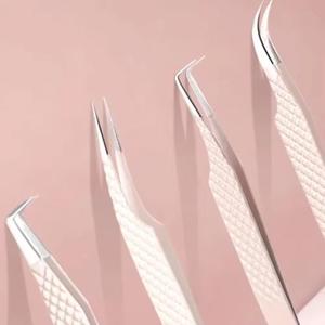 Morje Surgical Precision Stainless Steel <b>Eyelash</b> Tweezers Set with Smooth Tips 10mm Length for Detailed Lash <b>Application</b> - Product Image 2