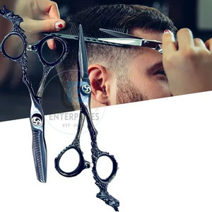 Ciseaux de barbier en acier inoxydable, dernière conception, service OEM, haute qualité, durables, légers, pour droitiers, manche moyen - Product Image 6