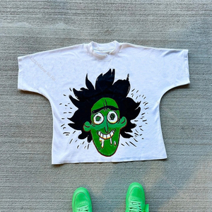 Camiseta Oversize para Hombre con Estampado Gráfico Personalizado, Estilo Urbano, Algodón Lavado Vintage, Unisex, Diseño Graffiti, Venta al Por Mayor OEM - Product Image 2