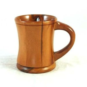 Tasse à thé en bois artisanale avec soucoupe, matériaux naturels, mug pour boissons - Product Image 4