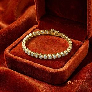 Bracelet tennis en moissanite, bracelet à maillons fins, bijoux de mode pour femmes, finition dorée, bijoux élégants pour tous les jours, cadeau - Product Image 3