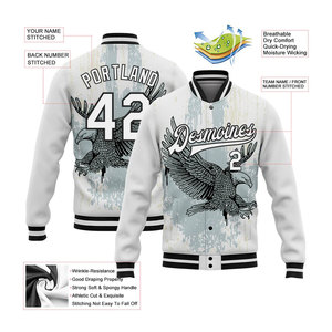 Custom Varsity <b>Jacket</b> <b>Men</b> <b>White</b> Eagle Print Sublimation Front Back Personalized Name Number Casual Autumn Wear - Product Image 2