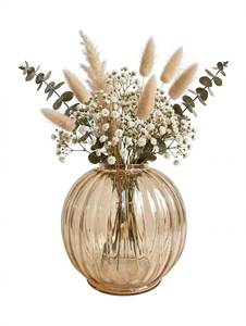 Vase de table moderne en verre ambré côtelé style Art Déco, réutilisable, pour fleurs décoratives, idéal pour la maison ou comme centre de table de mariage - Product Image 3