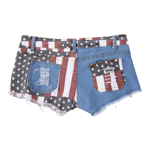 Shorts d'été pour femmes, taille mi-haute, en coton respirant, déchirés, à cordon de serrage, coupe droite, couleur unie, style tendance - Product Image 2
