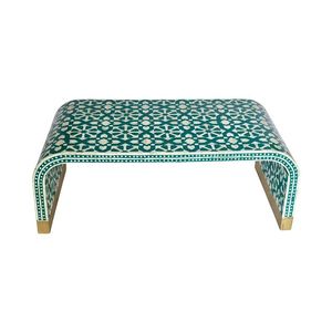 Table en os incrusté de qualité export, meuble mosaïque artisanal pour salon de luxe et design d'intérieur. - Product Image 1