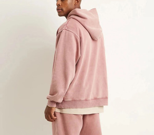 Sudadera con Capucha Extra Grande para Hombre, Color Rosa Sólido, con Logotipo Frontal y Bolsillo, Estilo Casual para Otoño, 100% Algodón, Tejido French Terry, 2026 - Product Image 5