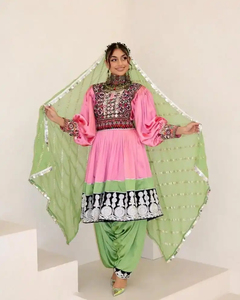 Traditional Afghan Kuchi Dress In Custom Solid Designed Heavy Embroidery <b>Mirror</b> Work Handmade Details Perfect Afghan Dress - Product Image 6