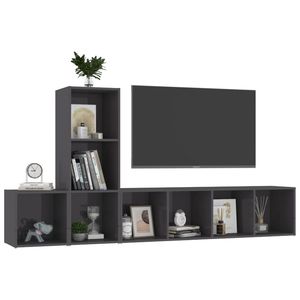 TV 3 pezzi grigio lucido Set legno ingegnerizzato per soggiorno - Product Image 3