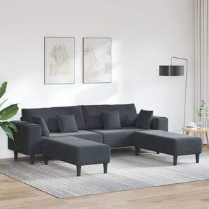 Juego de sofás de terciopelo de 208 cm con cojines, muebles de salón de 3 piezas en gris oscuro - Product Image 1