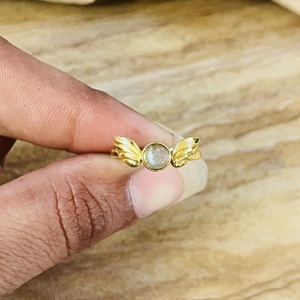 Fashionable Angle Wing <b>Ring</b> Labradorite Brass Gold Plated <b>Ring</b> Bird Wing <b>Statement</b> <b>Ring</b> Boho Handmade Wholesale Dainty Wing <b>Ring</b> - Product Image 2