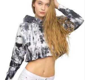 Sudadera Corta con Capucha Tie Dye para Mujer, Manga Regular, Tejido de Algodón, Estilo Casual para Primavera - Product Image 1