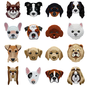 Patchs brodés thermocollants en toile avec portrait de chien mignon et applique en PVC pour chapeaux, sacs, vêtements et accessoires DIY - Product Image 1