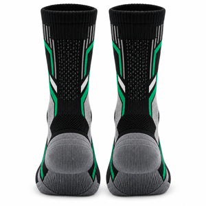 Chaussettes de sport athlétiques noires et vertes à motif géométrique respirantes pour adultes, idéales pour le basketball - Product Image 3