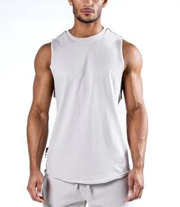Camiseta sin mangas para hombre, estilo boxy, de secado rápido, de algodón acanalado, con logo personalizado, para verano, deporte, gimnasio, chaleco, top. - Product Image 3