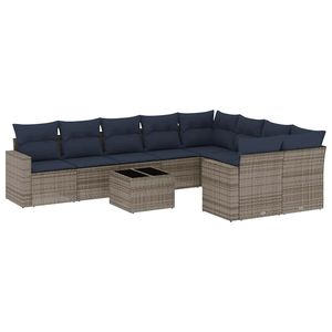 Ensemble de canapés de patio en polyrotin gris, 10 pièces, avec coussins, ensembles de jardin (pour les États-Unis uniquement) - Product Image 2