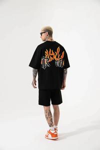 Camiseta con estampado DTG, Camiseta de algodón con cuello redondo y logotipo personalizado, conjunto de pantalones cortos, conjunto informal transpirable con estampado de soplo de verano para hombre - Product Image 6