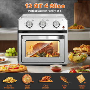 Horno Freidora de Aire Multifuncional Doméstico de Gran Capacidad de 13 Cuartos con Ciclo de Aire Caliente de 360 Grados y Horno Combinado para Pizza de 13 Pulgadas - Product Image 3