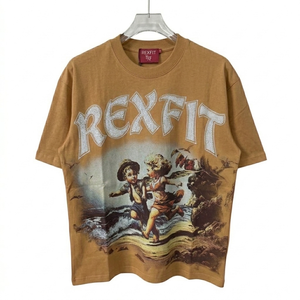 Camiseta de Verano para Hombre, Color Naranja, Estilo Cruzado, Moda Urbana, Algodón, Impresión DTG Personalizada, Talla Grande - Product Image 4