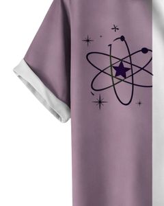 Camisa de Manga Corta con Botones y Estampado Gráfico en Bloques de Color Morado y Negro, Informal, de Verano, para Hombre, Fabricante OEM, Suministro al por Mayor - Product Image 6