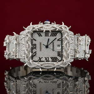 Montre de luxe pour homme avec design épingle de rose et sertissage de moissanite |   Montre-bracelet automatique mécanique entièrement pavée de diamants, style hip-hop - Product Image 1
