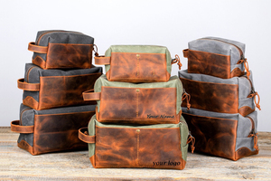 Custom Vintage Canvas Zipper Closure for Bag for Men-Waterproof Durable Large Capacity Travel Cosmetic <b>Case</b> LCTB-0001B - Product Image 4