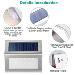 Paquete de 6 Lámparas Solares LED de Acero Inoxidable para Exteriores, Lámpara de Cerca para Jardín, Patio Trasero, Escaleras, Paredes, Caminos - Product Image 5