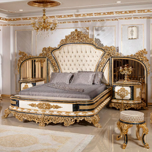 Luxury Baroque Solid Mahogany Wood Bedroom Set Handmade Carved King Bed <b>Wardrobe</b> Bedside Cabinet Premium Furniture - Product Image 1