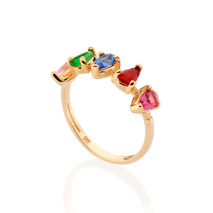 Women's 18K Gold Plated Gemstone <b>Ring</b> With Lab Created Cubic Zirconia Emerald Cut Prong Setting Glam Style Daily Wear - Product Image 2
