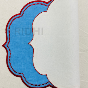 Ridhi Eco-Friendly 100% Blue Linen with Embroidery Table <b>Placemats</b> Reusable Fabric Mats Wholesale for Wedding, Restaurant, Hotel - Product Image 4