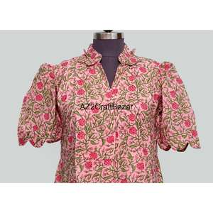 ชุดเดรสผู้หญิง Kangura รุ่นรักษ์โลก ผ้าฝ้าย 100% ลายดอกไม้ ความยาวปานกลาง สไตล์ Kangura คอวี แขนสั้น ตกแต่งกระดุม ระบายอากาศได้ดี ทรงเอไลน์ - Product Image 2