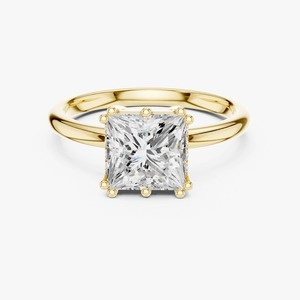 Anillo de Compromiso Solitario con Diamante Cultivado en Laboratorio de Corte Princesa de 1.75 Ct, Oro Amarillo de 9K, Joyería OEM al por Mayor - Product Image 3