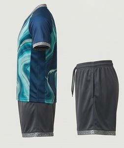 Maillot de football pour homme, col en V, manches courtes, impression dégradée sublimée, polyester respirant, coupe athlétique, toutes saisons - Product Image 5