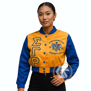 Customized Sigma Gamma Rho Satin Embroidered Quilted Windproof <b>Waterproof</b> Varsity <b>Jacket</b> Sorority High Quality Autumn Stand - Product Image 1