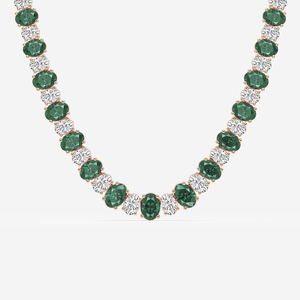 Collar de Moda con Zafiro Ovalado Creado en Laboratorio de 7.5x5.2 mm y 10 CTW, Diamante Ovalado Cultivado en Laboratorio, Gema Azul Elegante - Product Image 1