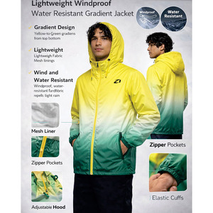 Ventes en gros de vestes coupe-vent en nylon de haute qualité, à capuche, dégradées, imperméables, pour la randonnée, l'entraînement en plein air, vestes pour hommes - Product Image 2