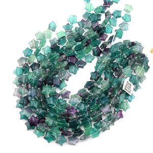 Cuentas de fluorita natural verde púrpura en forma de estrella, redondas y lisas, hilo de 15.5 pulgadas, cuentas sueltas para la fabricación de joyería al por mayor. - Product Image 5