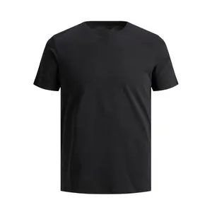 Men's Plain Black Round Neck short sleeve 100% Organic Cotton Summer Custom Printed casual T shirts